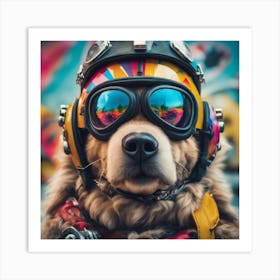 Dog In Goggles Art Print