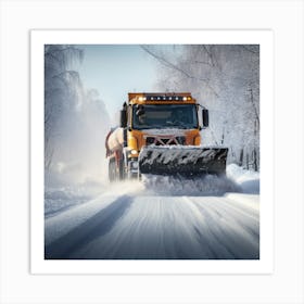 Snow Plow In The Snow 3 Art Print