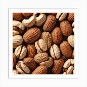 Nuts On A Black Background 4 Art Print