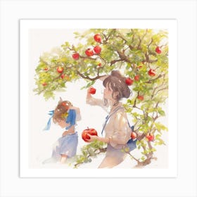 Womans Hand Picking An Apple From The Bra 1 Art Print