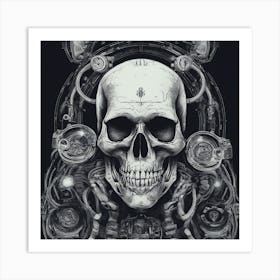 Skull With Gears Art Print