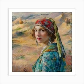 Monet painting impressionism Arabian desert woman portrait 1920s Art Print
