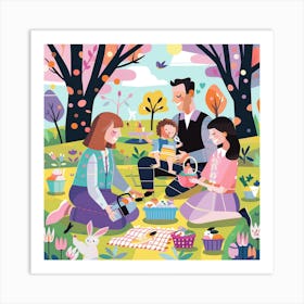 Family Picnic In The Park Art Print