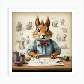 Squirrel At Work Art Print