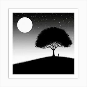 Tree In The Night Art Print