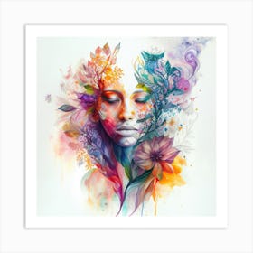 Watercolor Tropical Woman #15 Art Print