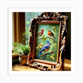 Bluebirds On A Branch Art Print