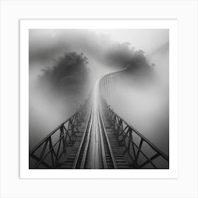 Train Tracks In The Fog Dreamscape Art Print