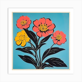 Zinnia 4 Pop Art Illustration Square Art Print