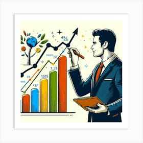 Businessman Drawing A Graph Art Print