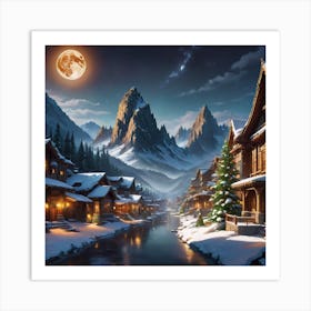 Winter Village Art Print