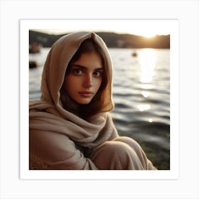 Beautiful Woman In A Shawl Art Print