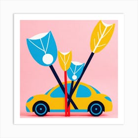 Car With Flowers Art Print