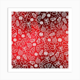 Christmas Pattern Red Art Print