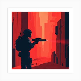 Soldier In The City Art Print