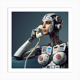 Robot Woman Talking On The Phone Art Print