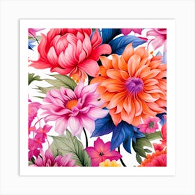 Marion7114 Large Vibrant Flowers White Background Repeating Pat 4437df5b 64da 4b1c 8d7c 1136e4838cd4 Art Print