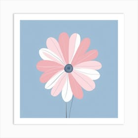 A White And Pink Flower In Minimalist Style Square Composition 371 Art Print