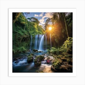 Waterfall In The Jungle Art Print