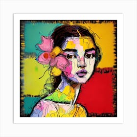 Girl With Flowers 3 Art Print