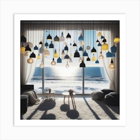 Living Room With Hanging Lamps Art Print