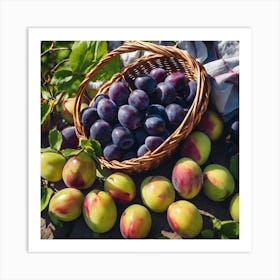 Plums In A Basket Art Print