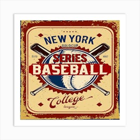 advertising poster design with illustration of baseball ball and clubs Art Print