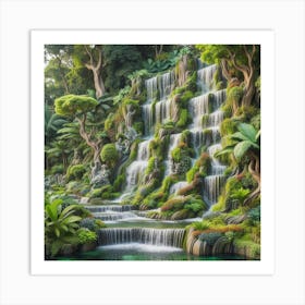 Waterfall In The Jungle Art Print