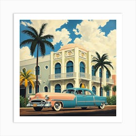 Classic Car In Miami Art Print