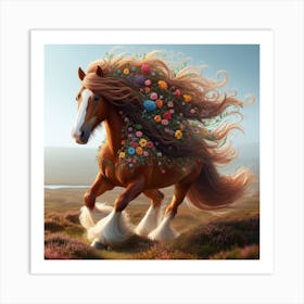 Horse With Flowers Art Print