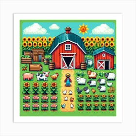 8-bit farmyard 3 Art Print