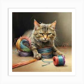 Cat With Yarn 6 Art Print