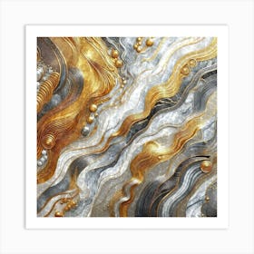 Gold And Silver Abstract Painting Art Print