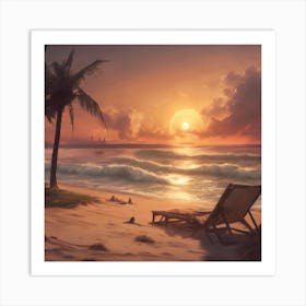 276091 Sunset Time On The Beach Xl 1024 V1 0 Art Print