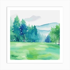 Watercolor Landscape Painting 1 Art Print