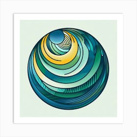 Blue And Yellow Sphere Art Print