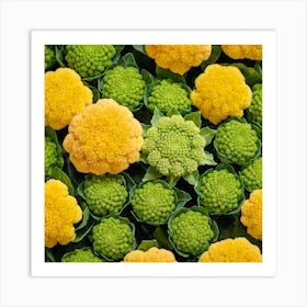 Close Up Of Yellow And Green Flowers Art Print