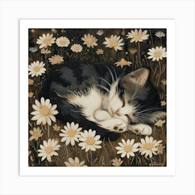 Sleeping Kitten Fairycore Painting 4 Art Print