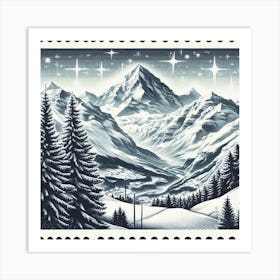 Mountains And Snow Art Print