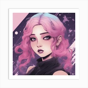 Pink Haired Girl Art Print