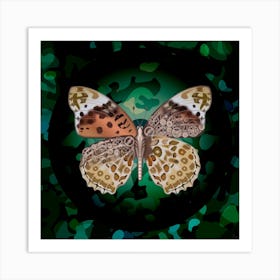 Mechanical Butterfly The Argyreus Hyperbius Niugini On A Dark Green Background Art Print