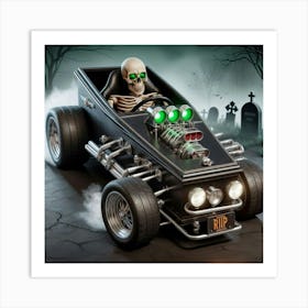 Skeleton In A Car Art Print