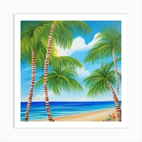 Palm Trees On The Beach 10 Art Print