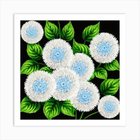 White And Blue Flowers 2 Art Print