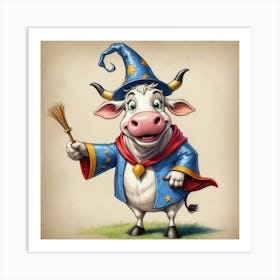 Cow In A Wizard Costume Art Print