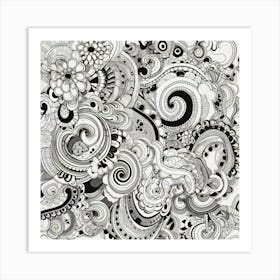 Black And White Doodle Art Print