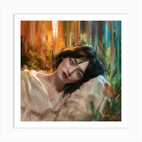 Contemplative Beauty Expressive Portrait (1) Art Print