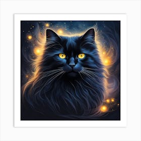 Black Cat With Yellow Eyes 2 Art Print