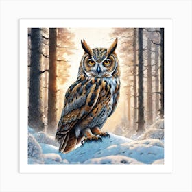 Owl In The Woods 55 Art Print