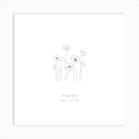 Poppy Birth Flower Square Art Print